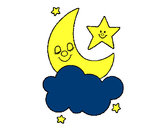 Dibujo Luna y estrellas pintado por chely_999