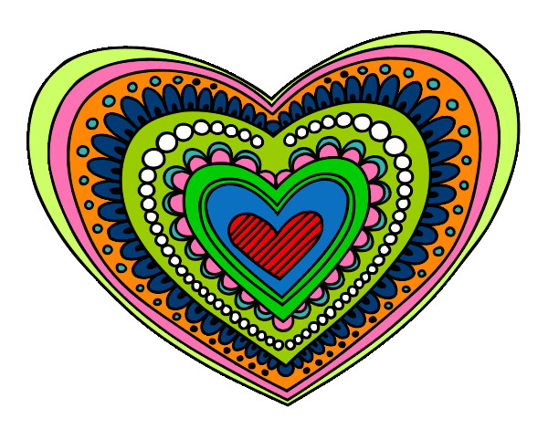 Dibujo Mandala corazón pintado por gracias