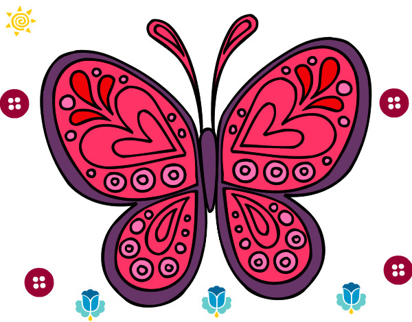Dibujo Mandala mariposa pintado por clau2013