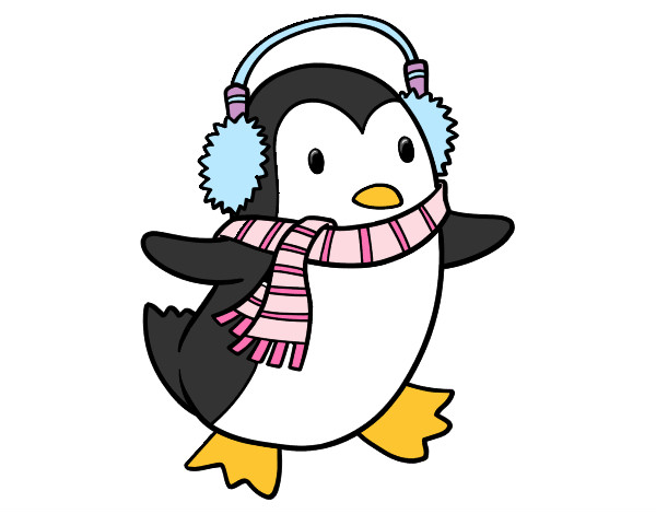 Dibujo Pingüino con bufanda pintado por zouin1