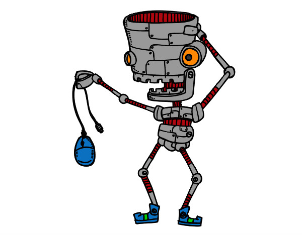 Dibujo Robot con un ratón pintado por mikez