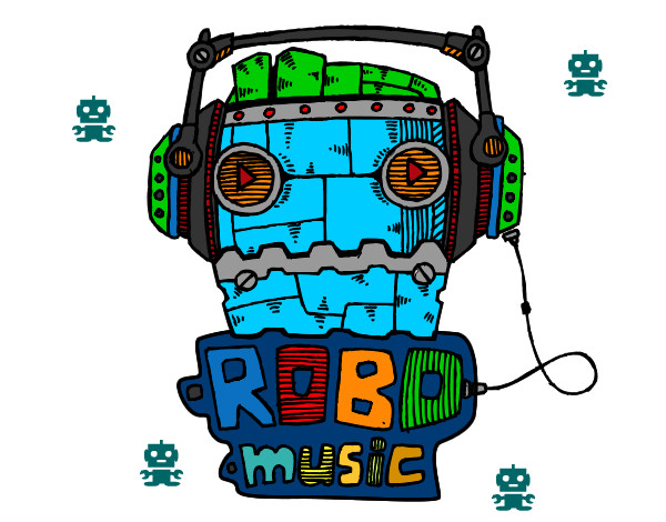 Dibujo Robot music pintado por mikez