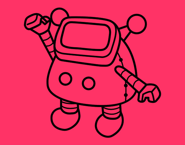 Dibujo Robot saludando pintado por josejuan