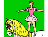 Dibujo Trapecista encima de caballo pintado por Marleja