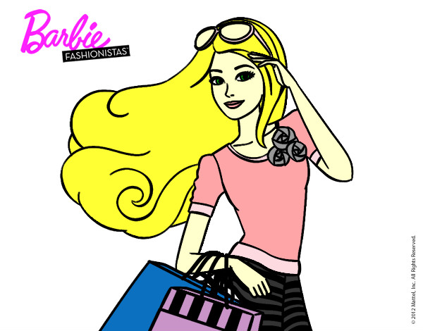 Dibujo Barbie con bolsas pintado por Abejitaa 