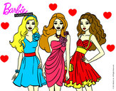 Dibujo Barbie y sus amigas vestidas de fiesta pintado por ariel09