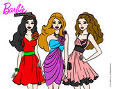 Dibujo Barbie y sus amigas vestidas de fiesta pintado por sweetCaram