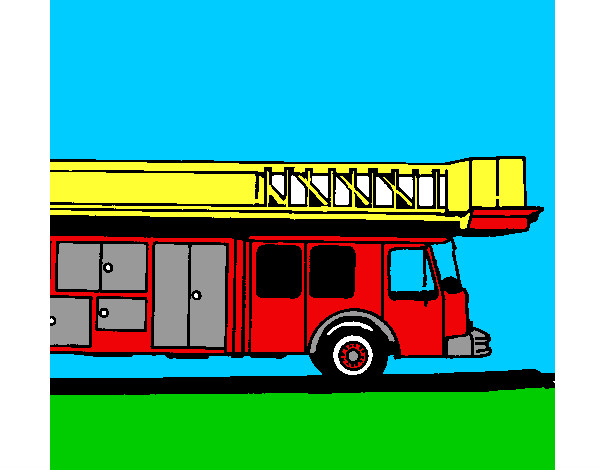 Dibujo Camión de bomberos con escalera pintado por Blass