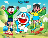 Dibujo Doraemon y amigos pintado por Ally12