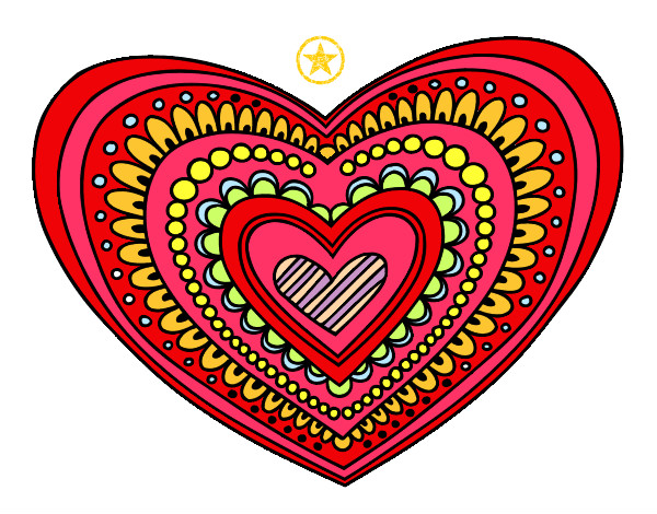 Dibujo Mandala corazón pintado por les123