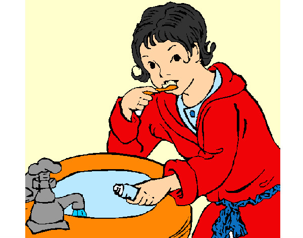 Dibujo Niño lavándose los dientes pintado por MARINEVEGA