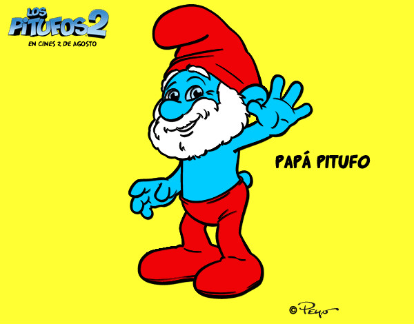 Dibujo Papá Pitufo pintado por fati023