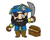 Dibujo Pirata con tesoro pintado por cdzo