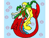 Dibujo Sirena con larga melena pintado por ariel09