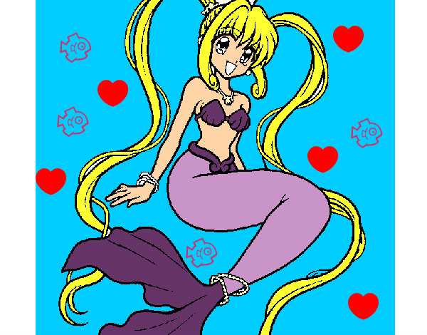 Dibujo Sirena con perlas pintado por rosa56432