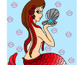 Dibujo Sirena y perla pintado por lisandrote