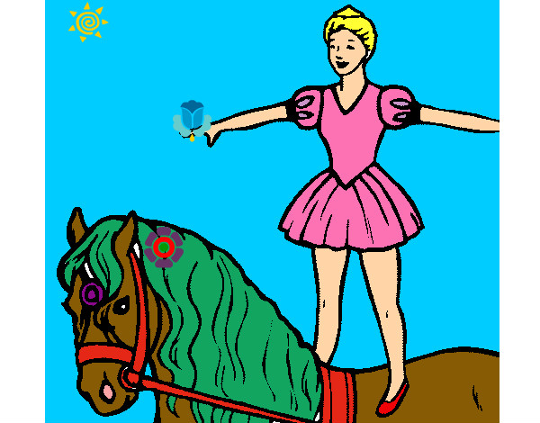 Dibujo Trapecista encima de caballo pintado por dakava