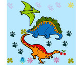 Dibujo Tres clases de dinosaurios pintado por miguelanto