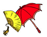 Dibujo Abanico y paraguas pintado por lisandrote