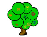 Dibujo Árbol con hojas redondas pintado por karilu