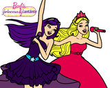 Dibujo Barbie y la princesa cantando pintado por maricielo9