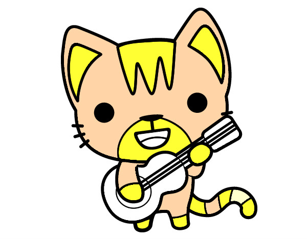 Dibujo Gato guitarrista pintado por SUNSHINE