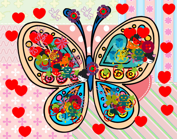 Dibujo Mandala mariposa pintado por mavg
