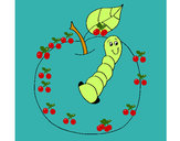 Dibujo Manzana con gusano pintado por Ariplay