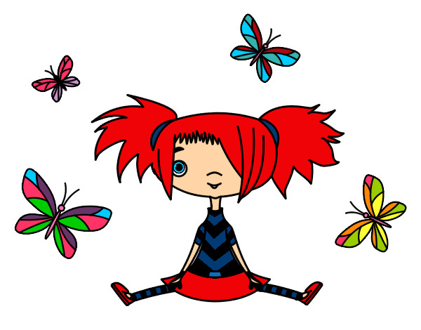 Dibujo Niña con mariposas pintado por chuliss