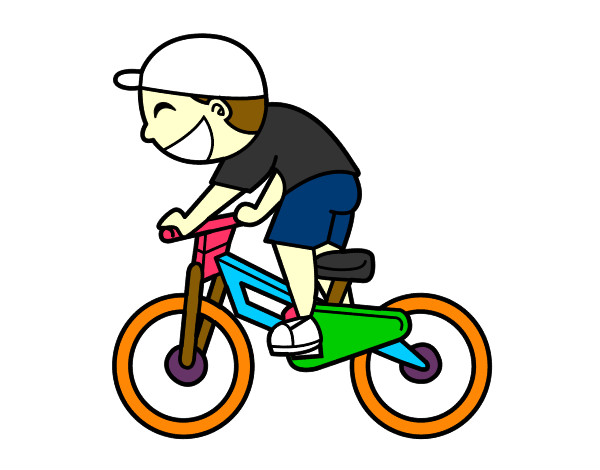 Dibujo Niño ciclista pintado por bequi 