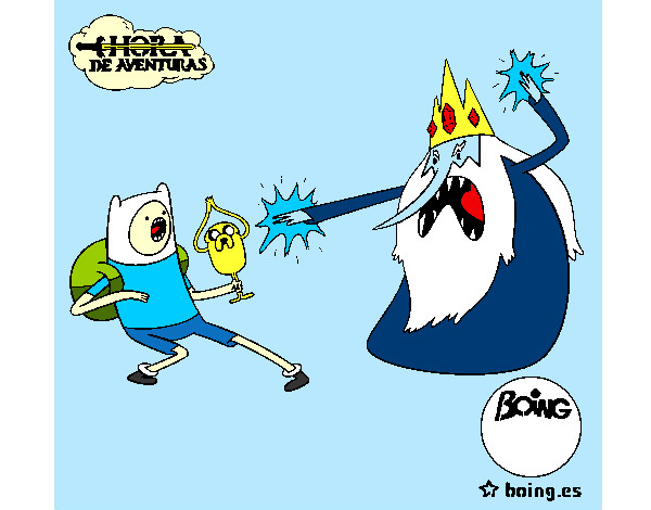 Dibujo Rey Hielo contra Finn pintado por Fionna-xD