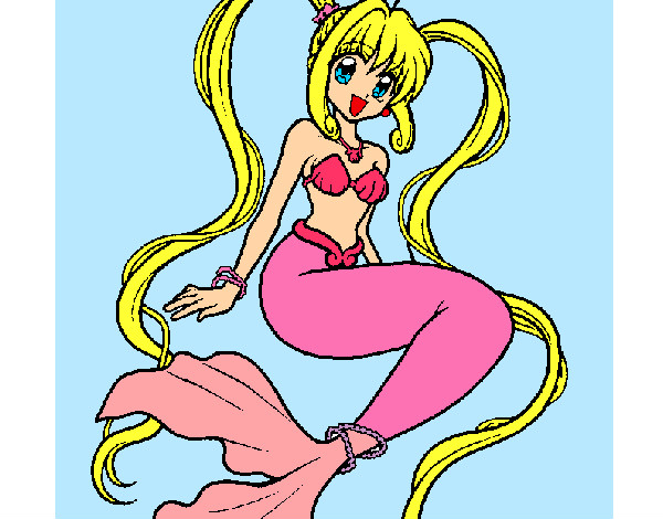 Dibujo Sirena con perlas pintado por Lulita102