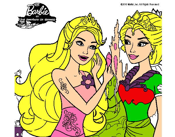 Dibujo Barbie se despiede de la reina sirena pintado por EVA055