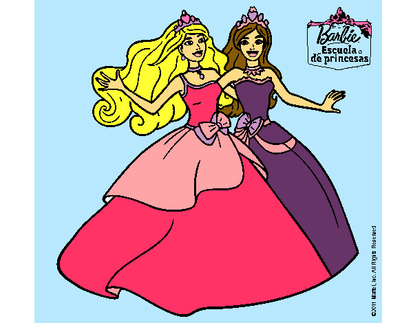 Dibujo Barbie y su amiga súper felices pintado por ElizaOtero