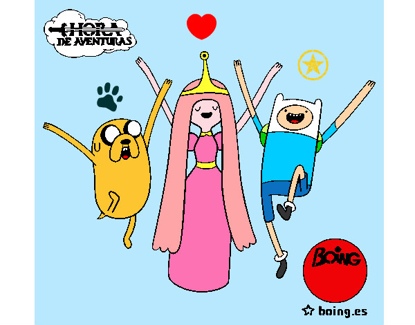 Dibujo Jake, Princesa Chicle y Finn pintado por kassandra0