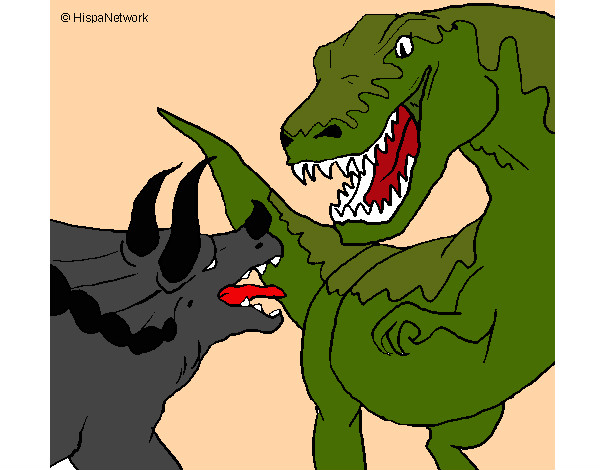 Dibujo Lucha de dinosaurios pintado por nikmame