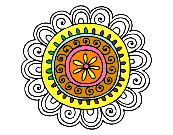 Dibujo Mandala alegre pintado por luzelenara