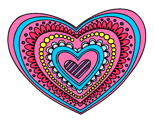 Dibujo Mandala corazón pintado por jojito