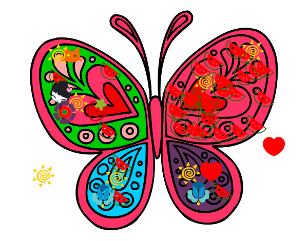 Dibujo Mandala mariposa pintado por 056791