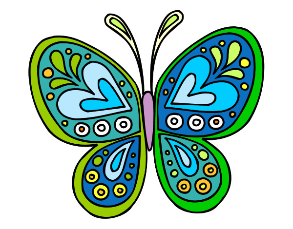 Dibujo Mandala mariposa pintado por verosan