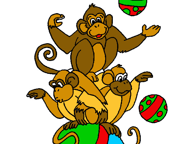 Dibujo Monos haciendo malabares pintado por luis159