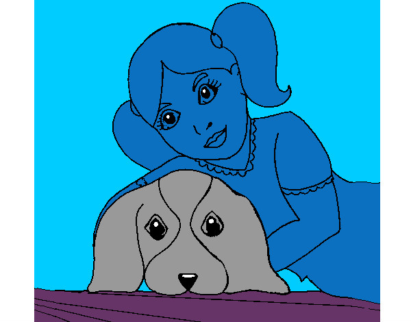 Dibujo Niña abrazando a su perro pintado por Danielit0