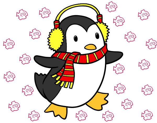 Dibujo Pingüino con bufanda pintado por jaelht