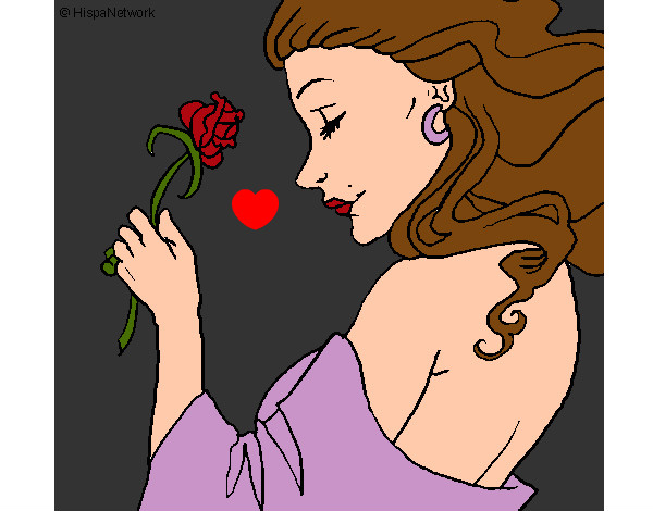 Dibujo Princesa con una rosa pintado por MikuHastun