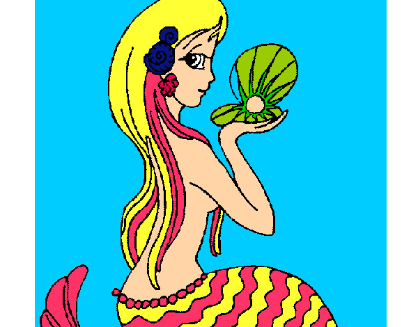 Dibujo Sirena y perla pintado por amisaday