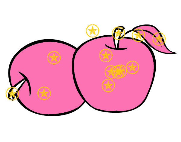 Dibujo Dos manzanas pintado por lunapyok