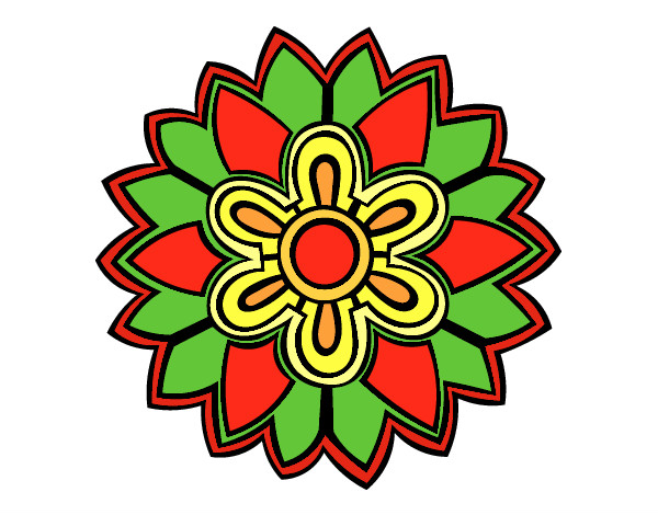 Dibujo Mándala con forma de flor weiss pintado por verosan