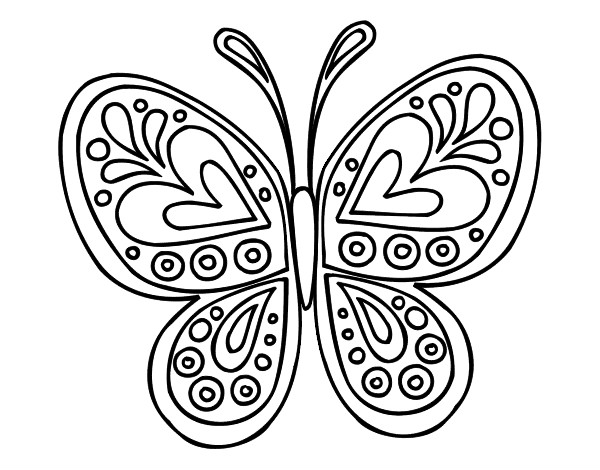 Dibujo Mandala mariposa pintado por choko 