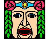 Dibujo Máscara Maya pintado por SAITO 
