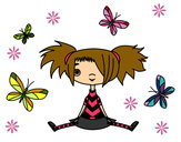 Dibujo Niña con mariposas pintado por Mariana26